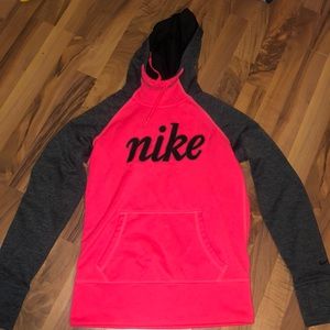 Neon Pink and Grey Nike Hoodie
